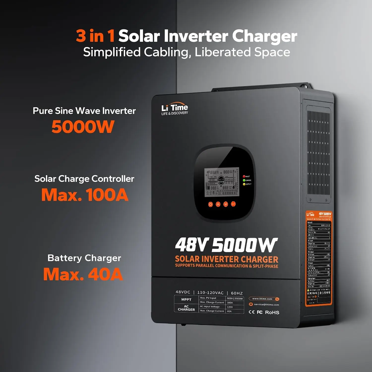 Inversor de onda sinusoidal pu - Parallel Solar Inverter 48V 5000W Mppt reseña y precio