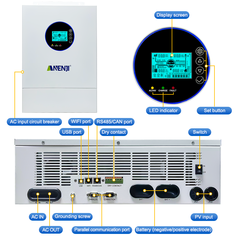 Inversor Solar Híbrido ANENJI  - Off Grid Solar Inverter 48V 6000W reseña y precio