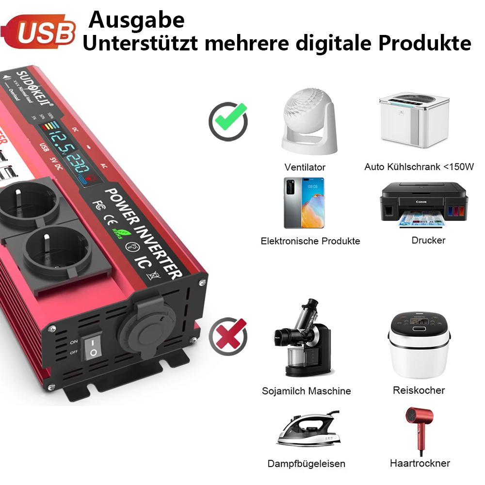Inversor de 12 V a 220 V, 4000 - Power Inverter 12V 220V 4000W Continuous reseña y precio
