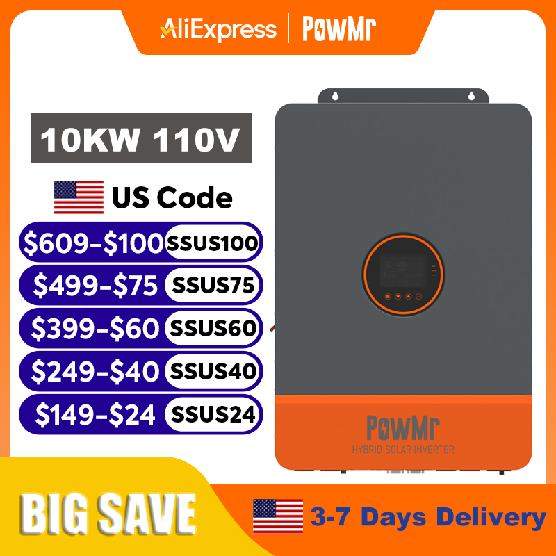 Inversor híbrido solar PowMr d - Split Phase Inverter 10Kw 110V 220V reseña y precio