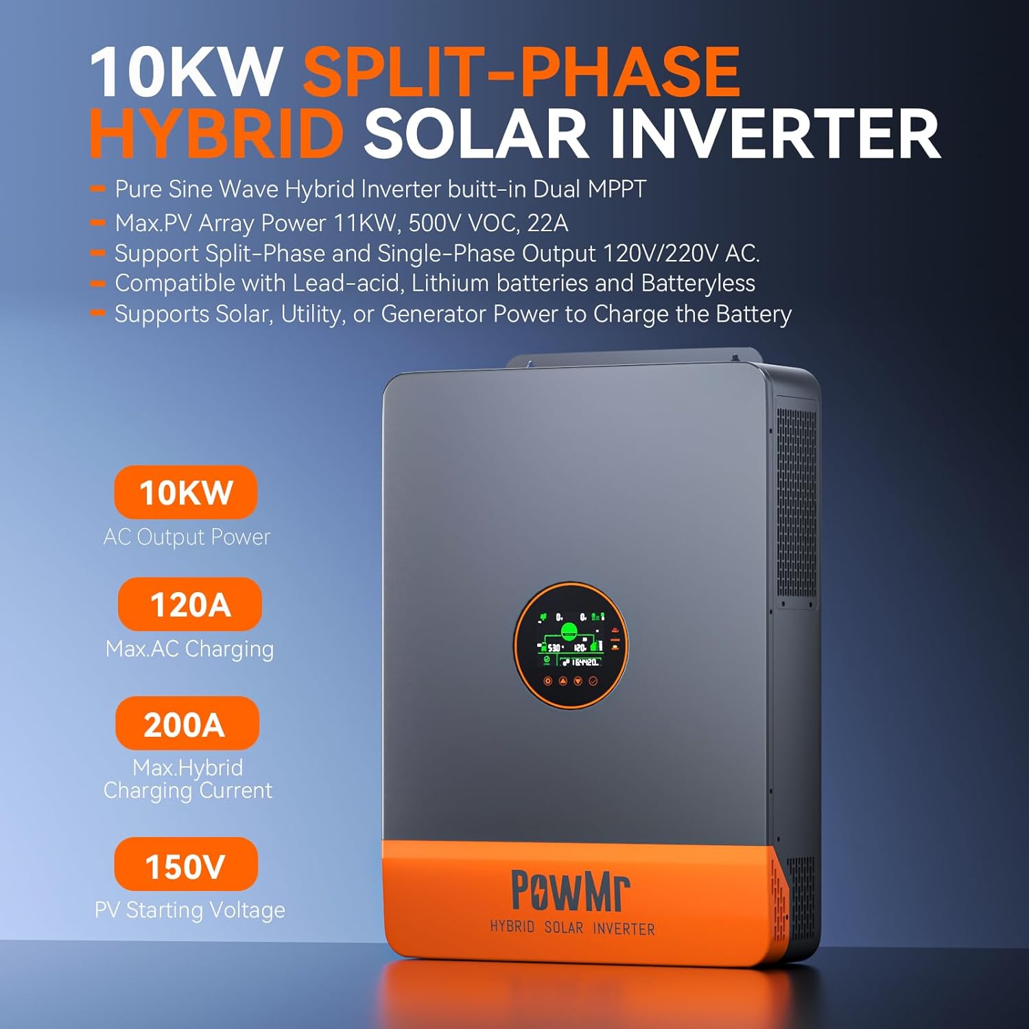 PowMr 10KW inversor de fase di - Split Phase Inverter 10Kw 110V 220V reseña y precio