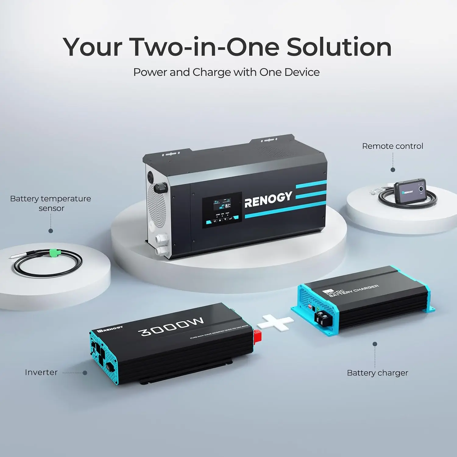 Renogy, inversor y cargador de - Rv Pure Sine Inverter Charger 3000W 12V reseña y precio